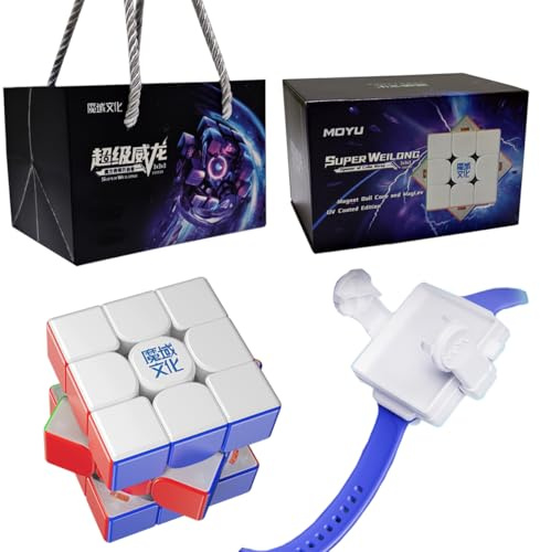 Oostifun MoYu Super WeiLong 3x3 Würfel 20M Ball-Core 3.0 3x3x3 Geschwindigkeit Magik Puzzle Würfel MagLev Master Cube Stickerless, 20 M MagLev Kugelkern Magik Tuch Version, MY8292