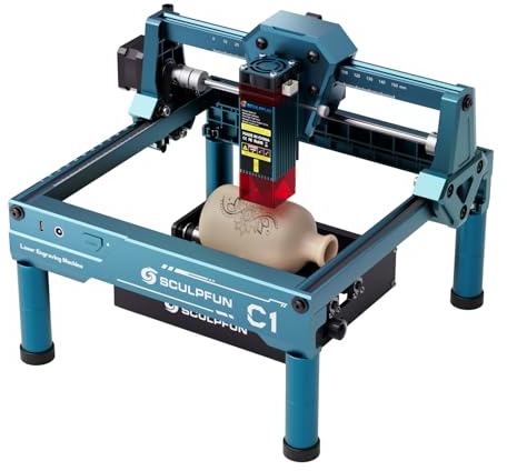 SCULPFUN Mini macchina per incisione laser C1 con mini rullo rotante laser RA, macchina per incisione laser da 3 W, incisione laser ad alta precisione 0,04 mm, plug and play, ideale per fai da te