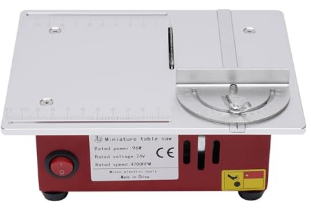 POTYYH Mini sega circolare da tavolo, 96 W, portatile, alimentatore di rete a 7 marce, tabella di precisione regolabile, 0,1-14 mm, 4700 giri/min, per ferro, rame, plastica, legno