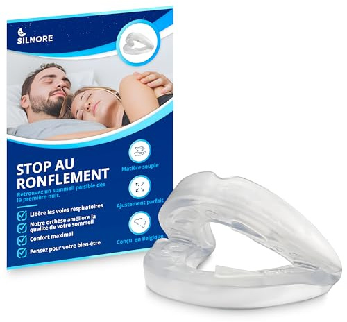 SILNORE - Gouttière Dentaire Anti Ronflement | Dispositif Anti-Ronflement et Apnée du Sommeil pour Mieux Respirer et Passer des Nuits Paisibles | Gouttière Anti-Ronflement blanche & Bruxisme (Blanc)