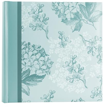 Kenro Blue Floral Photo Album for 200 Photographs 6x4 Inch / 10x15cm with Slip-in Pages and Memo Space Summer Breeze Series - KSB202