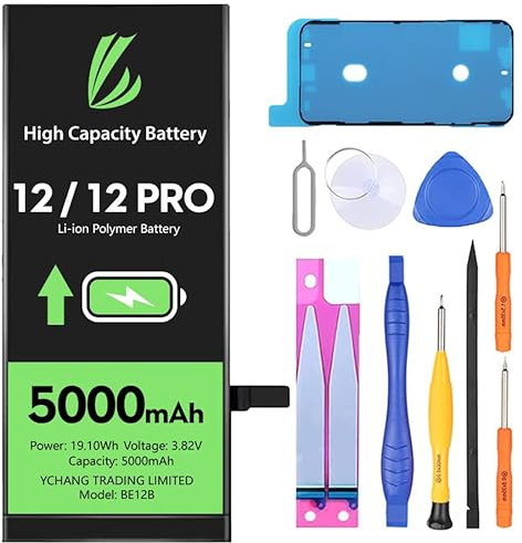 LL TRADER Akku für iPhone 12/iPhone 12 Pro, 5000 mAh, Lithium-Polymer-Akku, hohe Kapazität, mit Reparaturwerkzeugen 2025