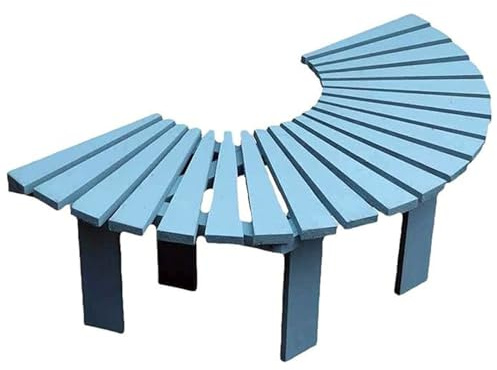 Banco de árbol semicircular resistente a la intemperie, asiento de patio al aire libre para porche y patio trasero, elegante decoración de jardín azul para una cómoda relajación al aire libre