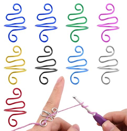 9 Pcs Adjustable Crochet Tension Rings, Lightweight Aluminium Yarn Tension Guides, Multicolored Knitting Accessories for Crocheters & Knitters, Beginner-Friendly Craft Tools