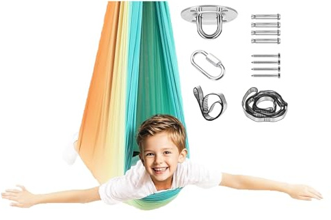 Balançoire Sensorielle – Chaise Hamac pour, Siège Thérapeutique Apaisant | Chaussette De Corps en Tissu Extensible Réglable, Conception Suspendue Intérieure Respirante, Aide À La Relaxation Po