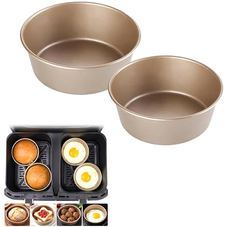 2 Piezas Molde Huevos Air Fryer, Moldes Air Fryer, Huevos Freidora de Aire, Accesorios Airfryer para Huevo, Sándwiches, Cupcakes, Hamburguesa, Magdalenas y Tortitas