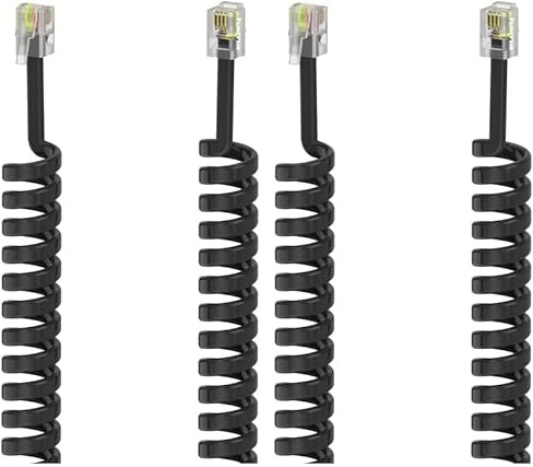 Hama Cavo a spirale per cornetta telefonica da 1,5 m (cavo per cornetta 4p4c, cavo a spirale retrò per telefoni analogici) nero (Confezione da 2)