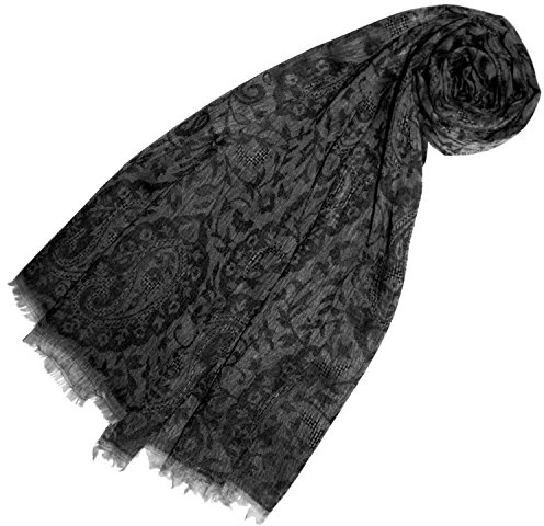 Lorenzo Cana Pashmina 78369 - Bufanda de cachemira para mujer, 100 % cachemira, tejido jacquard con estampado de cachemira, gris