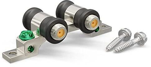 THE CIMPLE CO Dual-Port Coaxial Cable Grounding Block - RG6 Coaxial Cable Connector and Extender with Weather-Seal Boots - Coax Ground Block for Antennas - F-Type Connections, 3 GHz, 1 Pack