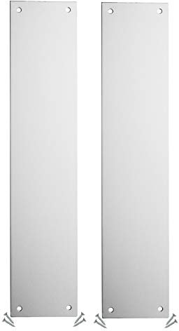 Lot de 2 plaques de pression du doigt de porte – Aluminium – 300 x 75 mm – Carré d'angle – Vis inclus – TVA Enregistrée