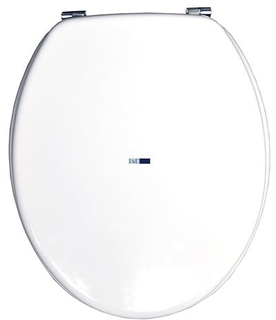 BM 4106 Copriwater Sedile Tavoletta WC Universale Coperchio Toilet Seat Bagno in legno MDF Bianco, Misura Standard Fissaggio dal Basso Cerniere Incluse in Acciaio