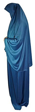 Inissia Ensemble de 2 pièces pour la prière foulard Khimar et jupe en lycra extensible pour usage quotidien/maison/travail/voyage/hajj/umrah/mosquée/madrassa Taille unique - Bleu - Taille Unique