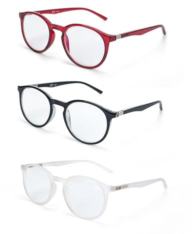 LANLANG Blaulichtfilter Lesebrille für Damen, Federscharnier, Anti-Augenbelastung, 3 Farben, L-L006, +1.5 Dioptrien