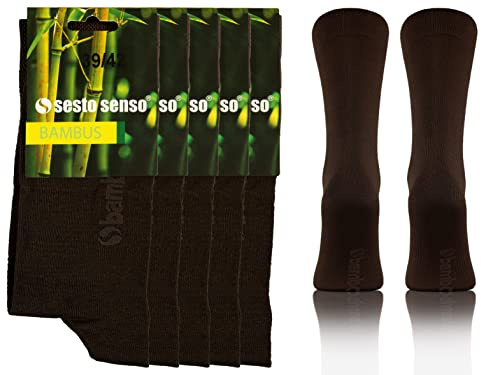 Sesto Senso Calcetines de Bambu Sneakers Altos Mujer Hombre 5 Pares Pack 43-46 Marron