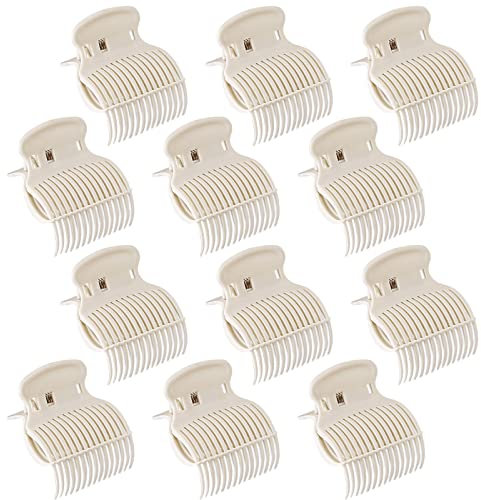 12 Pcs Hair Curler Claw Clips, Plastic Hot Roller Replacement for Perm Insulation, Safety & Heat Resistance Heated Styling Section for Women Girls Hair Salon (White)
