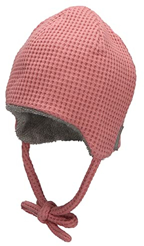 Sterntaler Baby Mädchen Beanie Waffeloptik Mütze - Kinderbeanie aus Viskose mit Bindeband - rosa, 35