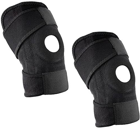 KAV Adjustable Neoprene Knee Support For Men & Women - Knee Brace For Runners & Sports Brace - Knee Braces With Patella Tendon Knee Strap Pack Of 2