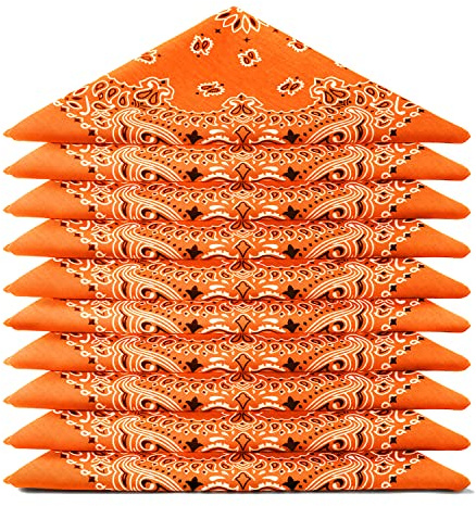 ...KARL LOVEN BANDANA set om 5 10 20 - Paisley Mandala-mönster - 100 % bomull - övre tjocklek - 20 exklusiva färger, Orange (Mandala-modell), Lotto di 5