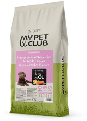 My Pet Club Premium Welpen (1 x 8 kg) Junior Trockenfutter getreidefrei mit Lachs | Hypoallergenes Welpenfutter für große & kleine Rassen ab dem 2ten Monat