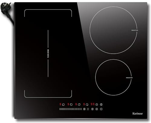 Karinear Induktionskochfeld Flexzone mit stecker, Induktionsfeld 60 cm Einbau mit Touch-Steuerung, Timer, Kindersicherung, Boost, 220V-240V, 3500W
