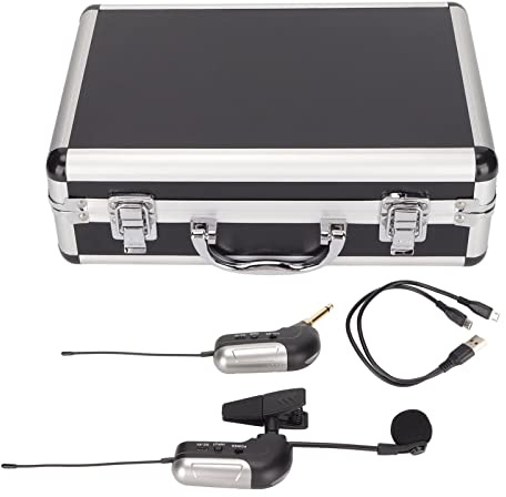 Trådlös Instrumentmikrofon med 360° Roterande Fast Klämma, UHF Saxofon Klarinett Trumpet Mic, 16 Grupper Frekvenspunkter, Plug and Play, Lämplig för Professionell Utrustning,