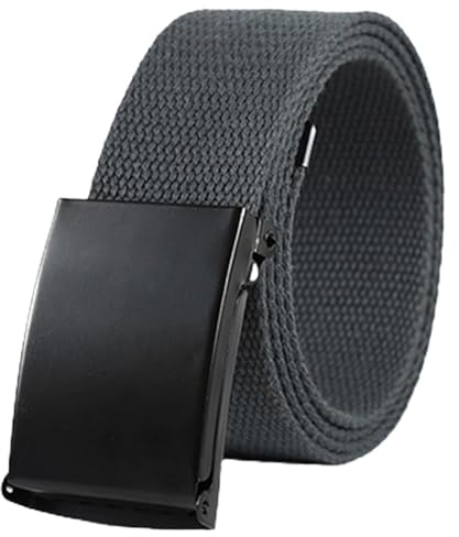 Senshuomy Belts for Men,Mens Adjustable Canvas Fabric Nylon Belt Fits Anywhere,Cut To Fit Canvas Web Size Up to 47 with Flip-Top Solid Black Military Buckle
