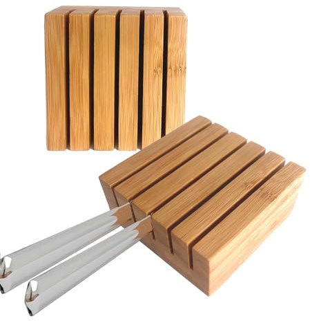 alouweekuky 2 Pezzi Porta Coltelli da Cassetto, Bambù Portacoltelli da Cassetto Ceppo Coltelli da Bistecca, Portacoltelli Piccolo Adatto per L'organizer del Cassetto della Cucina