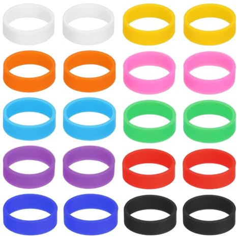 QUARKZMAN 50 Piezas Bandas de Goma de Silicona Anillos de Goma de 20x7mm Lazos de Cables Elásticos Fuertes Rojo/Naranja/Amarillo/Verde/Azul Oscuro/Azul/Morado/Negro/Blanco/Rosa