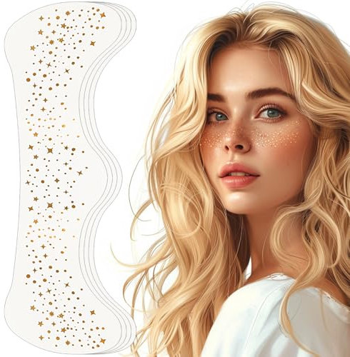 Auiremrti Glitter Face Tattoo - 4 Pieces Waterproof Golden Stars and Dots Freckles, Festival and Henna Temporary Foil