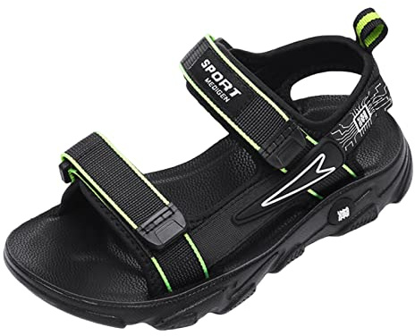 Generisch Sandales de trekking pour garçon - Pieds larges - Sandales pieds nus - Sandales de trekking - Sandales d'été respirantes - Chaussures d'été pour garçon - EU 24-39, 3 verts., 33.5 EU Étroit