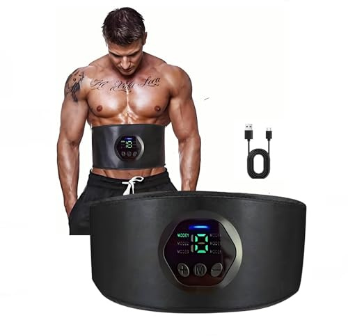 Warmforwel EMS-Muskelstimulator – Tragbarer Bauchmuskeltrainer für Männer und Frauen mit 6 Modi und 18 Stufen, USB-aufladbarer Bauchmuskeltrainer und Toning-Gerät mit Digitalanzeige