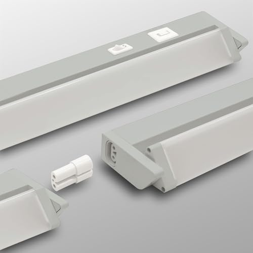 max K O M F O R T LED Unterbauleuchte SERA-L 90cm schwenkbar grau – Küchenlampe mit Schalter & 3-Stufen-Dimmfunktion, 14W, CCT Farbwechsel warmweiß/neutralweiß/kaltweiß, 1400lm, IP20