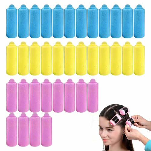 OZNXWRYY Bigodini Set 36 Pezzi per Capelli – 12 Rosa, 12 Blu, 12 Gialli, Perfetti per Tutte Le età e Professioni, Ideali per Acconciature Creative, Facili da Usare e Riutilizzabili