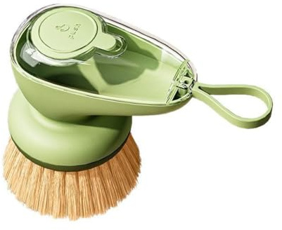 MoSundi Spazzola erogatrice di sapone da cucina con pompa integrata per piatti, pentole, padelle, lavello, design a prova di perdite, impugnatura ergonomica in TPR, setole angolate, verde