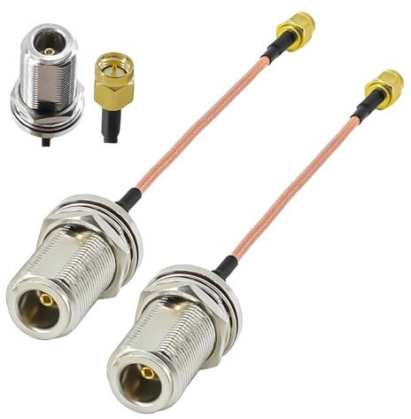 Ahoaepy 2 st RG316 SMA till N typ koaxialkabel, 15 cm (6 tum) låg förlust SMA hane till typ N hona förlängningsjumper pigtailkabel för routerter, Wi-Fi-radior, antenn, mottagare