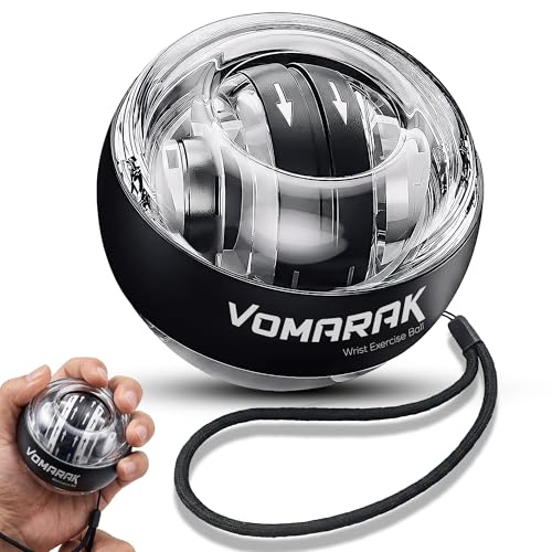 VOMARAK Auto-Start Wrist Exercise Ball Gyro Power Trainer – Wrist Gyro Ball Grip Strengthener, Forearm Exerciser, Hand Strengthener Exercise Ball, Stress Relief Gift