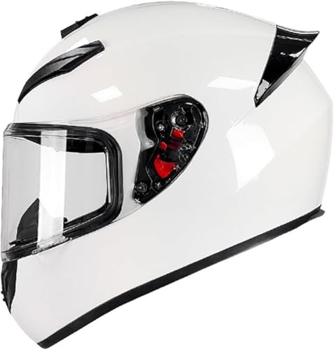 Caimcie Motorcykelhjälm integralhjälm för vuxna med dubbelvisir retro motorcykelhjälm, integralhjälm, integralhjälm, fallhjälm, ECE/DOT-testad 41, XL = 61–62 cm