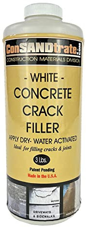 ConSandtrate Concrete Crack Filler - 3 lb. (Single Bottle) - Polymer Based Sealant for Filling in Concrete Cracks on Driveways, Walkways and Patios (White)