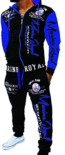 Unbekannt Herren Fitness Jogginganzug Sportanzug Trainingsanzug A.2254 ARMS XL Schwarz-Blau