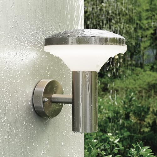 NBHANYUAN Lighting Outdoor Wall Light,SUS304 Stainless Steel LED Outside Wall Lights,IP44 Waterproof Wall Lights for Porch,Patio,Silver,1000LM 3000K Warm White