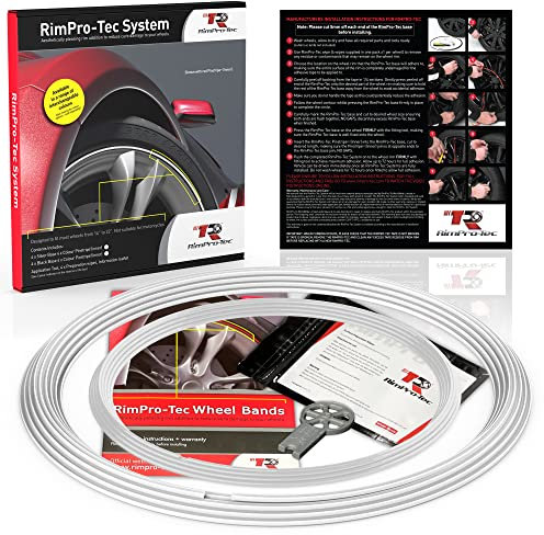 RIMPRO-TEC Wheel Bands - Alloy Rim Protectors for Trucks, 12'-22' Set - White Track/Pinstripe