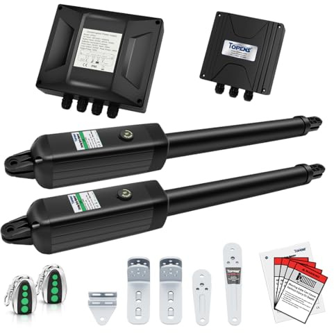 TOPENS A5132 Dual Swing Gate Opener Medium Duty Automatic Gate Motor for Double Swing Gates Up to 16ft per Arm, Electric Driveway Gate Operator AC Powered with Remote Control Kit Solar Compatible