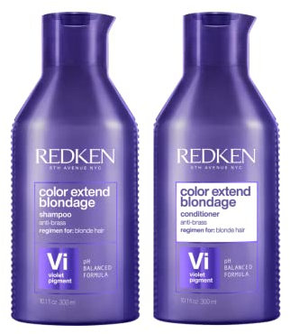 Redken | Pflegeset für blondes und blondiertes Haar ohne Gelbstich, Mit Protein-Komplex, Color Extend Blondage Shampoo 300 ml & Conditioner 300 ml