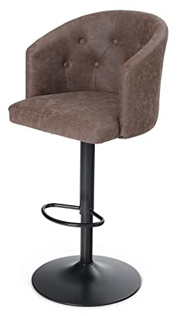 PHIVILLA 1er Höhenverstellbar Drehbar Barhocker, Barstuhl Tresenhocker PU-Leder mit Rückenlehne und Fußstütze Umarmungsgefühl, Tresenhocker für Küche Cafe Office (Braun)