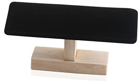 Terciopelo negro T-Bar pulsera brazalete soporte de exhibición con base de madera joyería relojes soporte para el hogar tienda minorista