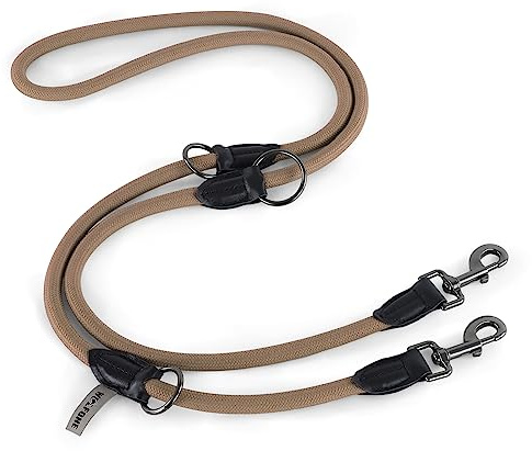 Wolfone Correa para Perros de Doble Extremo, Resistente y Ajustable, Buena para Paseos, Camping, Apta para Perros Grandes, medianos y pequeños, 2,1 m de Arena