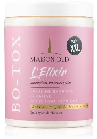 Maison OUD - Bo-tox Capillaire Professionnel à la Figue de Barbarie, Soin Kératine, Antioxydant, Réparateur, Eclat, Sans Sulfate Parabènes Formol