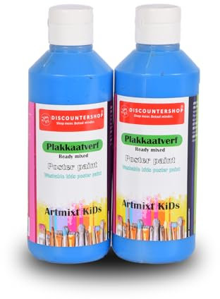 Plakatfarbe Set I 2x 250ml I Blau I 5cm Breite, 16cm Höhe I Hochwertige Farbe für Erwachsene und Kinder