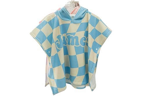 Rosanbella Personalized checked Towel Poncho for Kids, Hooded Beach Towel for Girl, Surf Poncho Swim Changing Robe Microfiber Bath Towel, Girl's birthday gift
