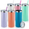 6 Pack Stainless Steel Slim Tumblers with Straws and Lids, 20 oz Double Wall Vacuum Insulated Travel Water Cups (Light Color)